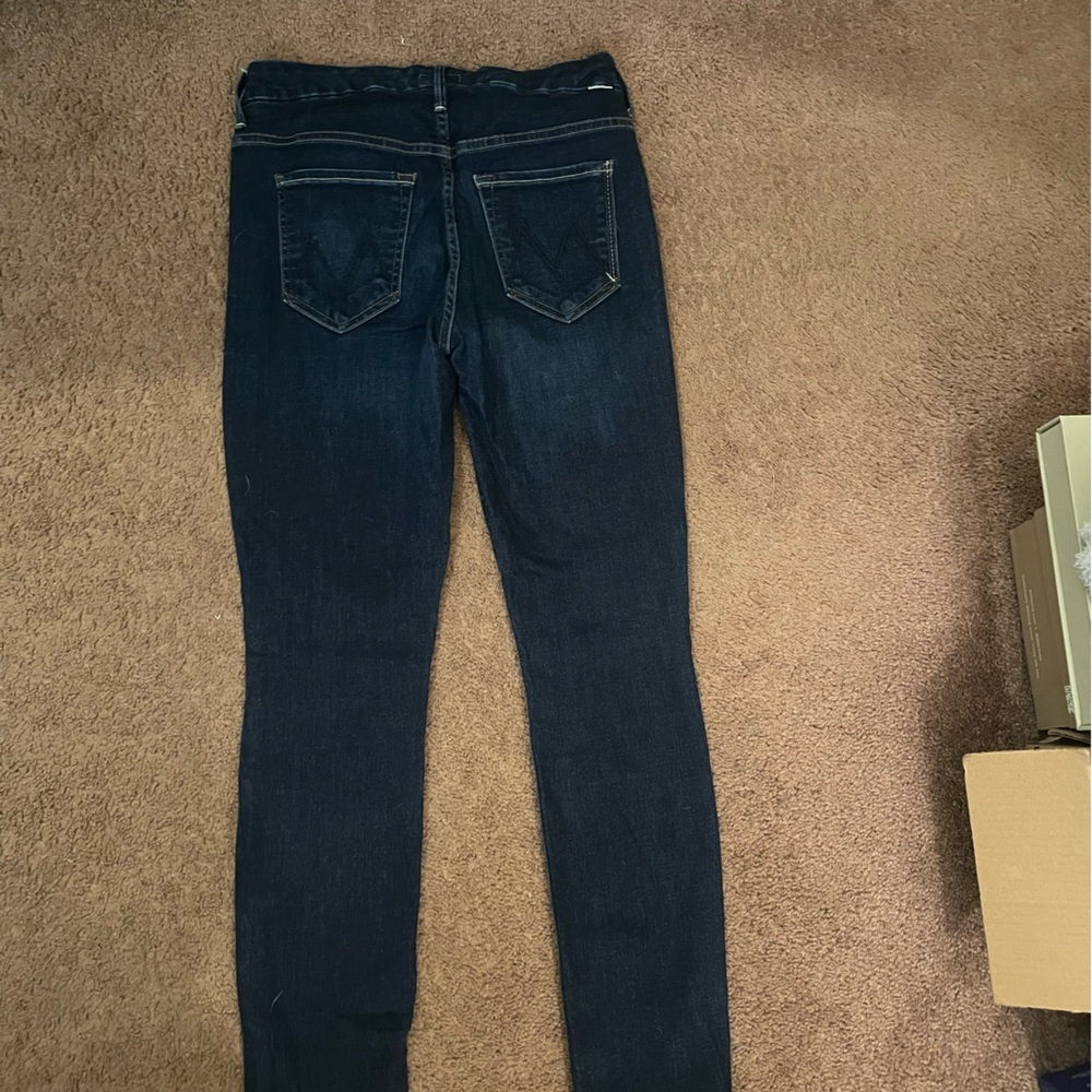 MOTHER Women's Skinny Jeans - Dark Blue High Waisted Looker Ankle - Picture 3 of 4